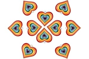 COGCHARGER 10 Pcs Enamel Heart Charm Pendant Rainbow Heart Charm Love Charms Mixed Color for Jewelry Gifts Necklace Earring Making