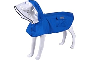 MAMORE Waterproof Dog Raincoat, Adjustable Reflective Lightweight Pet Rain Clothes with Poncho Hood (Small, Blue)