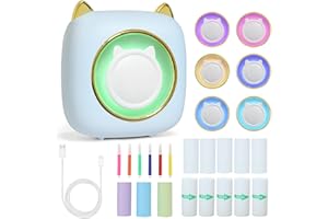 ZAKVOP Mini Printer for Smartphone - Portable Photo Printer, Wireless Bluetooth Pocket Thermal Label Printer for Notes and Mobile Phone