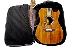 Journey Instruments Solid Acacia Koa Travel Guitar – OF882C Traveling Acoustic-Electric Guitar with Collapsible Patented System – Portable Backpack Case (Overhead)