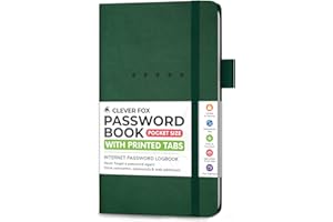 Clever Fox Password Book Pocket – Small Internet Address & Password Journal Organizer – Computer & Website Log-In Keeper Notebook (Dark Green)