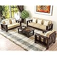 NATRAJ ART & CRAFT Sheesham Wood 5- to 6-Person Sofa Set for Living Room Wooden Sofa Set for Living Room Furniture (3+2+1 Walnut Finish)