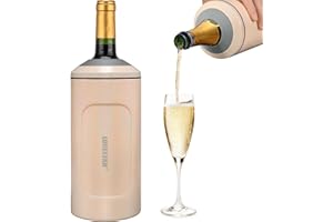 ITSLIFE Rafraîchisseur de Bouteille de Vin et Champagne avec Couvercle, Portable 750ml Refroidisseur à Vin en Acier Inoxydable, Cadeaux pour les Amateurs de Vin (Rose Brillant)