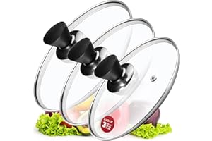 KADAX Lot de couvercles de casseroles, universels en verre avec poignée, résistants à la chaleur de différentes tailles, couvercle en verre pour casserole, poêle (20+24+28cm, poignée noir mat)