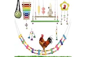 mumisuto 10 Pieces Chicken Toys for Coop Accessories, Chicken Swing Toys Chicken Coop Swing Flexible Ladder String Bag Vegetable Skewer String Feeder for Hens Parrot Bird