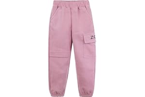 SEAUR Thermohose Mädchen Winter Cargo Hose Gefüttert Winterhose Kinder Cordhose Dick Freizeithose Warm Jogginghose mit Gummibund Taschen Freizeit Cargohose Streetwear EU 110-164