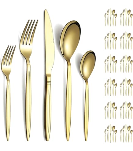 Set di posate in acciaio inossidabile placcato oro Royal Sealy