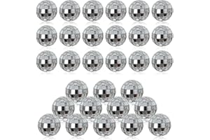 YITEXIN 30Pcs Small Mirror Disco Ball 3cm 1.18in Diameter, Christmas Ball Ornaments, Cake Party Stage Decoration Ball, Disco Mirror Reflective Ball (Silver)
