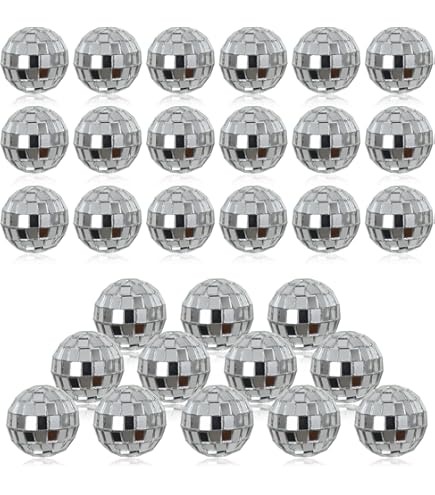Abiyou Boules Disco Miroir, 24 Pièces Argent Boule à Facette