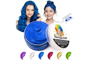 JJKOL Coloration Temporaire Cheveux Hommes et Femmes, Cire Colorante Cheveux Bleu, Pour fête Cosplay et Halloween, Effet instantané, Lavable