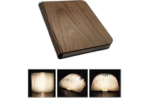 VORRINC Libro Lampada Luce Ricaricabile e Pieghevole in egno Magnetico con 2000 mAh batteria litio Lampada da Comodino Luce Notturna luci Decorative