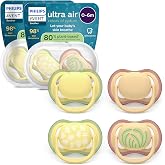 Philips Avent Ultra Air Pacifiers: Anatomically Designed, 0-6 Months, Symmetrical Soft Silicone Nipple, BPA-Free, 2 Sterilize