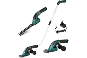 LIFERUN Akku-Grasschere 7,2V 2000mAh 2-in-1 Rasenschere Heckenschere mit Teleskopstiel Akku und Ladegerät Strauchtrimmer handliche Grasscheren mit 2 Verschiedene Messer