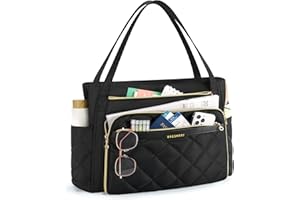 bagsmart Teacher Tote Bag for Women 15.6in Quilted with Insulated Pocket & Nurse Bag Features