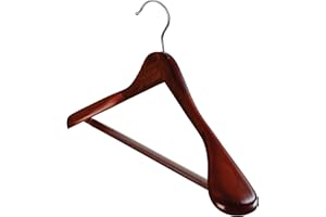 MILOLL High Grade Wooden Hangers for Clothes 6 Pack - Jacket Hanger, Wooden Coat Hangers with Non-Slip Pants Bar, 360°Swivel Hook for Suits, Heavy Clothes and Jackets