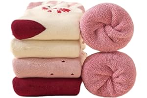 Alxad 5 paires Chaussettes Chaudes Hiver Enfant épaisses Polaire Chaussette Thermiques Socquette en Coton pour Garçons Filles