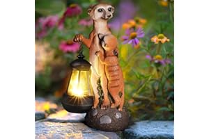 Eletorot Meerkat Solar Garden Ornaments Outdoor Lights Solar Powered Statue with Lantern, Garden Gifts for Meerkat Lovers, Home Decorative Décor Figurine Accessories for Pathway Lawn Yard Balcony