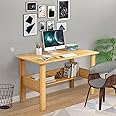 Lukzer Engineered Wood Computer Desk with One Tier Shelves Laptop Study Table for Office Home Workstation Writing Modern Desk (ST-004/Light Oak/90x 50 x 77 cm)