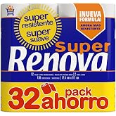 RENOVA Super White Double Layer Soft Toilet Paper - 32 Rolls | 32 Super Rolls, Double Layer, 130 Services Per Roll, White Pap