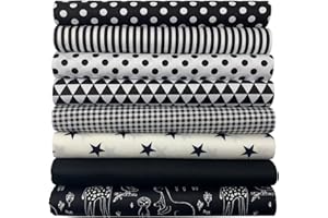 aufodara 8 Pezzi 50 x 50 cm Tessuti Tessuto Cotone Stoffa Patchwork Cucito Creativo Stoffe a Metro Materiali per Hobby Creativi DIY Fatto a Mano (Nero)