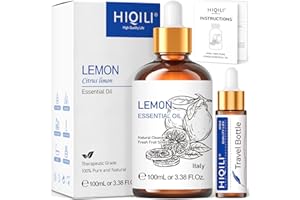 HIQILI Olio Essenziale Limone 100ml, Diffusori Olio Essenziale Premium 100% Naturale Non Diluito Per Aromaterapia Diffusore, Cura Della Pelle, Pulizia Della Casa, Spray
