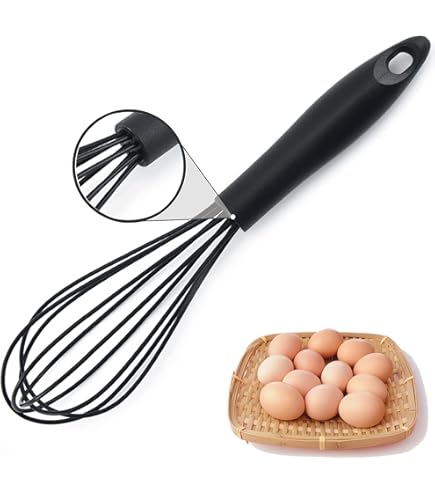 Frusta Da Cucina In Silicone Antigraffio - Manico Ergonomico - Resistente Al Calore - Nero - Per Frullare E Montare - Foto 12