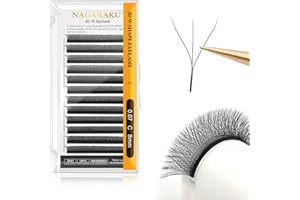 NAGARAKU 3D Extension Ciglia W Delle Ciglia Ciuffetti W Forma Tessuto a Mano Risparmio di Tempo Premade Fan Eyelash Extension Russian Volume Ventole Professional Naturali Ciglia Nero(0.07mm C 8mm)