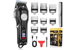 CIICII Tondeuse Cheveux Hommes Professionnel, Tondeuse à Cheveux Sans Fil Electriques, Kit Tondeuse Barber de Coupe (13Pcs / Rechargeable/USB/Écran LCD) pour DIY Domicili Coiffeur - Noir