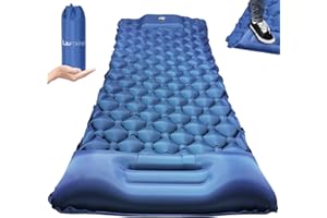Laurraine Self Inflating Camping mat, Ultralight Sleeping Mats with Pillow, Portable air mattress, Single Camping Bed, Suitable for hiking, camping, backpacking (blue), 200cmx70cmx6cm