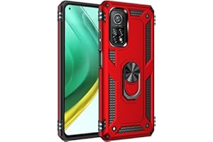 Max Power Digital Funda para móvil Xiaomi Mi 10T/Mi 10T Pro 5G con Anillo Giratorio 360 Metálico Imán Carcasa Magnética Rígida Antigolpes Resistente Soporte Bumper(Xiaomi Mi 10T/Mi 10T Pro, Rojo)