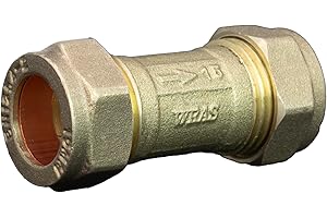 Kudos-Trading - 15mm Single Check Valve WRAS Approved Compression Fitting Non Return Valve one Way Isolation Valve DZR Prevents Backflow Durable Construction (15mm)