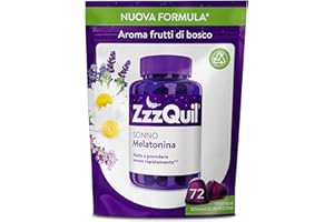 ZzzQuil Sonno, Melatonina pura per Dormire, Integratore con Estratti Di Valeriana, Camomilla e Vitamina B6, Formulazione Vegana, 72 Pastiglie Gommose