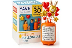 YAVE FOOD-NONFOOD Helium Gasflasche Ballongas Einwegflasche Heliumgas für bis zu 30 Ballons Heliumtank mit Füllventil Party Geburtstag Hochzeit