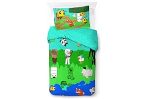 Jay Franco Minecraft Creative Fashion Set di Biancheria da Letto per Bambini 100% Cotone 135 x 200 cm Dimensioni Letto Singolo - Copripiumino + Federa 50 x 70 cm