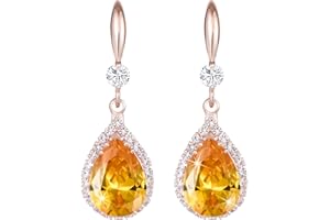 Linawe Boucles d'oreilles pendantes pour femmes, boucles d'oreilles suspendues, bijoux en or, argent et or rose, boucles d'oreilles en cristal et diamant, bijoux tendance pour mariage