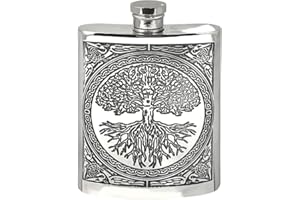 ENGLISH PEWTER COMPANY SHEFFIELD, ENGLAND English Pewter Company, fiaschetta in peltro con simbolo celtico, albero della vita, 177 ml