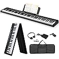 Piano Keyboard with 88 Keys,Foldable Semi-Weighted Keyboard with Pedal,Carry Bag,MIDI,Bluetooth,Headphone,Split Function, Portable Digital Piano for Beginner Kids Adults