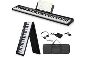 BOSTEU 88 Key Folding Piano Keyboard, Semi-Weighted Digital Piano with Bluetooth MIDI, Electric Piano for Beginners, Carrying Case Included