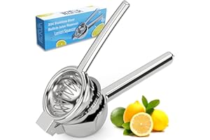 WZRUA Lemon Squeezers, Lemon & Citrus Juicer Squeezers Stainless Steel, Orange Lime Squeezer Manual Press for Max Extraction, Hand Hold Heavy Duty Large Bowl for Kitchen (Sliver)