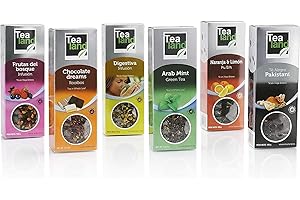 EGUIA Pack de te verde, te negro y te rojo en hojas Sueltas | Te paquistani | Arab Mint Té Verde | Pu Erh Té Naranja & Limón | Chocolate Dreams Rooibos | Infusion Digestiva | infusion frutas del bosque