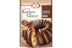 ‎RUF RUF Kuchen-Glasur Kakao, Schokoladen-Glasur im 150 g Beutel, mikrowellengeeignet, zum Glasieren von Plätzchen, Kuchen & Muffins, 1 x 150g
