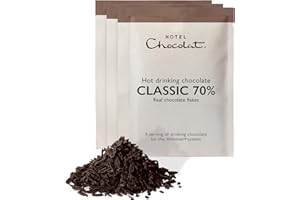 Hotel Chocolat Classic 70% Dark Hot Chocolate Sachets - Luxury Chocolate Flakes - Pack of 20 Single-Serve Sachets, 700g - Suitable for Vegetarians & Vegans - Serve Hot or Iced