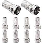 KUOQIY 10 Pieces F-Type Screw Connector, F Connectors, Micro Screw/Twist On RG6 Antenna Coaxial Cable, for TV Satellite Anten