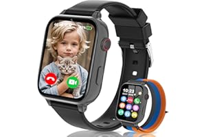 4G Smartwatch Kinder, Kinder Telefonuhr mit GPS, WIFI, SOS, Telefon/Videoanruf/Voice Chat, Schulmodus, Wecker, Schrittzähler, Spiele, kinderuhr Smart Uhr für Jungen Mädchen 4-12 Geschenk, Schwarz