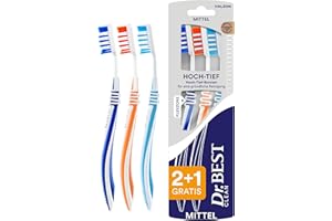 ‎DR.BEST Dr.BEST Hoch-Tief Zahnbürste, Mittel, Vorteilspack – Hoch-Tief-Borsten für eine gründliche Reinigung, mit angeschrägten Borstenreihen für ideale Anpassung an die Zahnreihe.