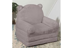 ‎BYBYME BYBYME Foldable Kids Chair - Foldable Toddler Chair for 1-3 Years Old Kids - Cute Folding Sofa for Bedroom and Playroom (Grey)