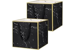 LVNRIDS 2-pak torebek prezentowych, eleganckie kwadratowe torby na prezenty, duża czarna torba na prezent na ślub, dla druhny, chrztu, ukończenia szkoły, przyjęcie urodzinowe, 30 x 30 x 30 cm
