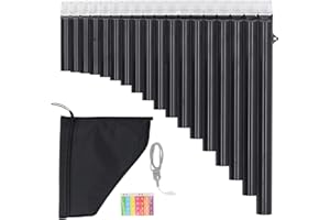 FOCKETY Pan Flute, 18 Pipes Key of C Pan Pipe with Carrying Bag, Easy to Learn Chinese Traditional Musical Instrument for Beginners Learning Teaching and Professional Music Lover (Black)