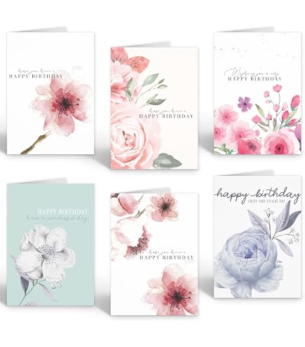 Olivia Samuel Confezione 12 Biglietti Di Compleanno Colorati Con Buste, 6 Design Diversi, Formato A6, Made In UK - 2