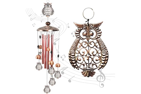Tubes en Aluminium Carillon à Vent Décoratifs D'extérieur, Carillon à Vent en Forme de Hibou, Romantique Jardin Décoration Carillons éoliens, Jardin à Suspendre Carillons éoliens pour Noël, Balcon